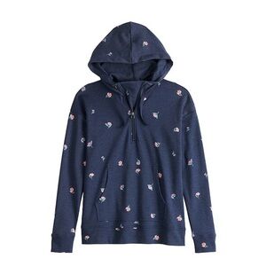 Croft & Barrow Half-Zip Floral Drop-Shoulder Hoodie